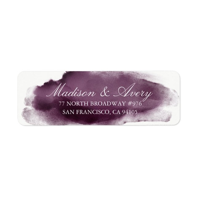 Purple Plum Modern Watercolor Romantic Wedding (Front)