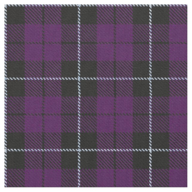 Purple/Plum plaid with white/black stripe Fabric (Close Up)