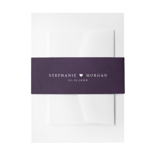 Purple plum simple rustic Boho Wedding Invitation Belly Band