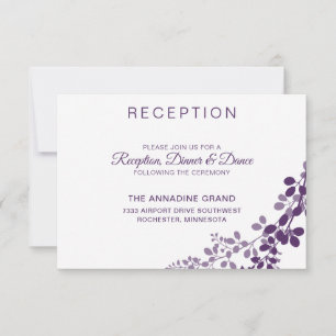 Purple / Plum Vines Wedding Reception Card