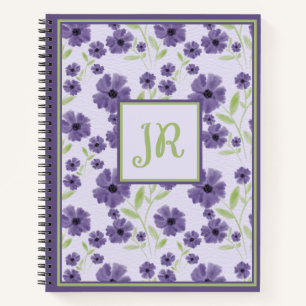 Purple Plum Watercolor Flowers Notebook