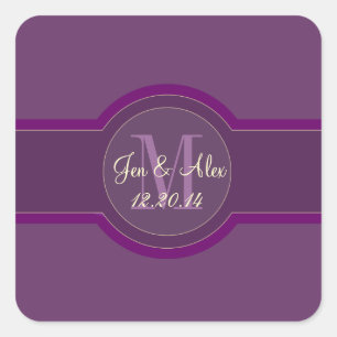 Purple Plum Wedding Favour Stickers Heart Shaped