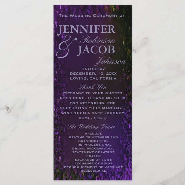 Purple Plum Wedding Program Programme (Front)