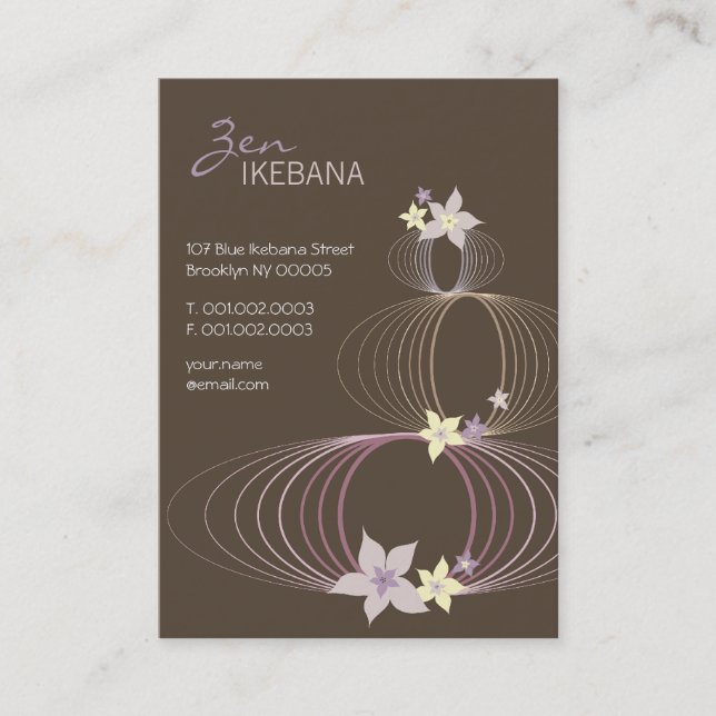 Purple Plumeria Frangipani Flower Chic Ikebana Zen Business Card (Front)