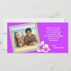 Purple Plumeria Hawaiian Photo Thank You Card