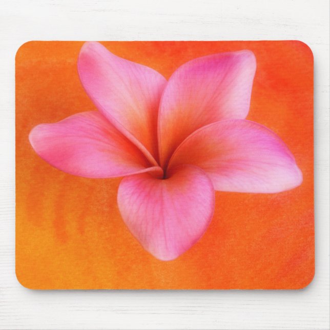 Purple Plumeria Tropical Frangipani Flower Orange Mouse Pad (Front)