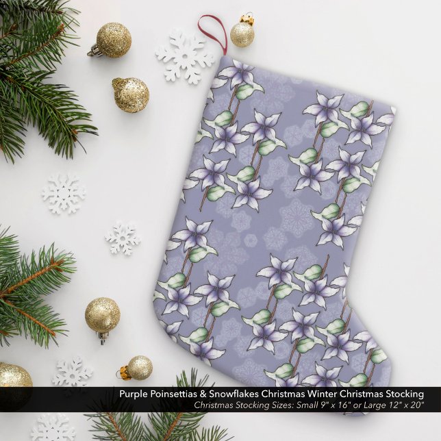 Purple Poinsettias & Snowflakes Christmas Winter Small Christmas Stocking (Purple Poinsettias & Snowflakes Christmas Winter Christmas Stocking)
