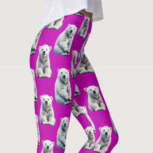 Purple Polar Bear Pattern Design  Leggings