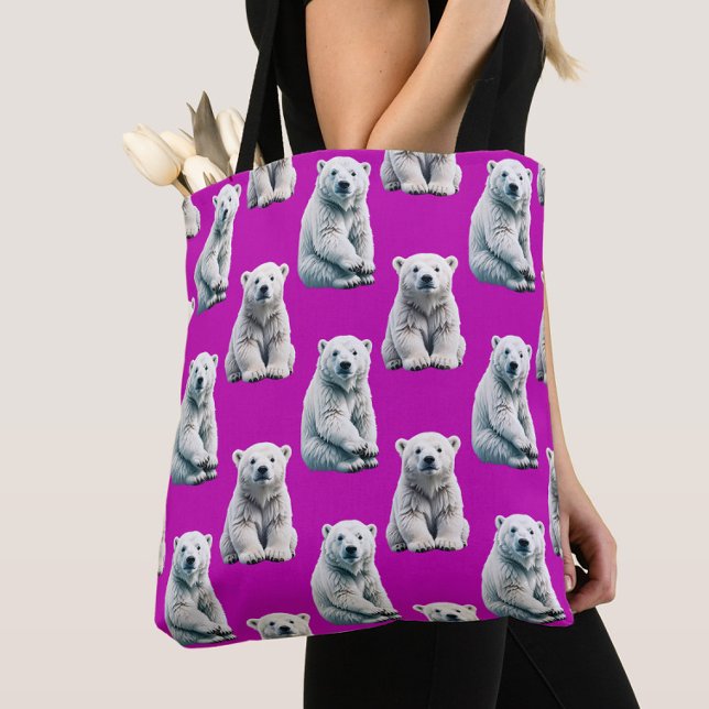 Purple Polar Bear Pattern Design  Tote Bag (Creator Uploaded)