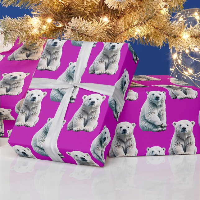 Purple Polar Bear Pattern Design  Wrapping Paper (Creator Uploaded)