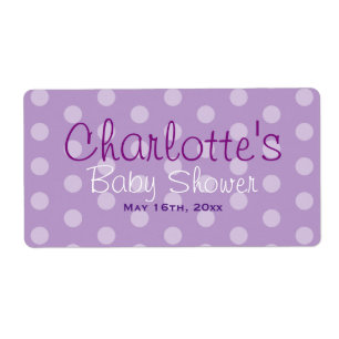 Purple Polka Dot Baby Shower Water Bottle Labels
