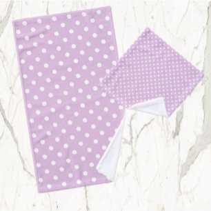 Purple Polka Dot Bath Towel Set