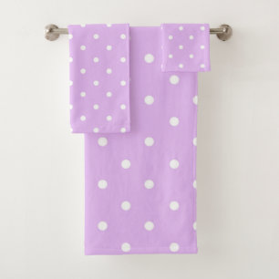 Purple Polka Dot Bath Towel Set