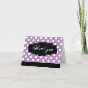 Purple Polka Dot Black Frame Thank You card