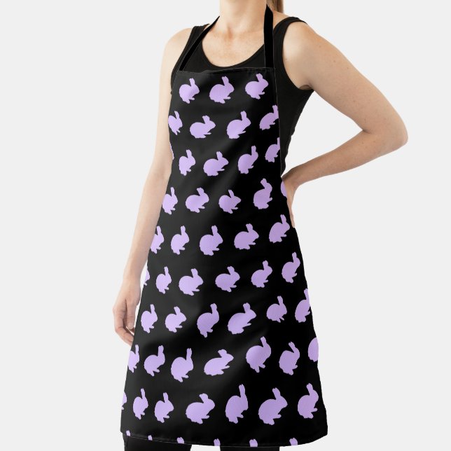 Purple Polka Dot Bunny Rabbit Apron (Insitu)