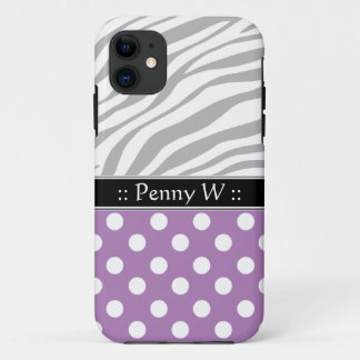 Purple Polka Dot Faded Zebra Print iPhone 5 Case