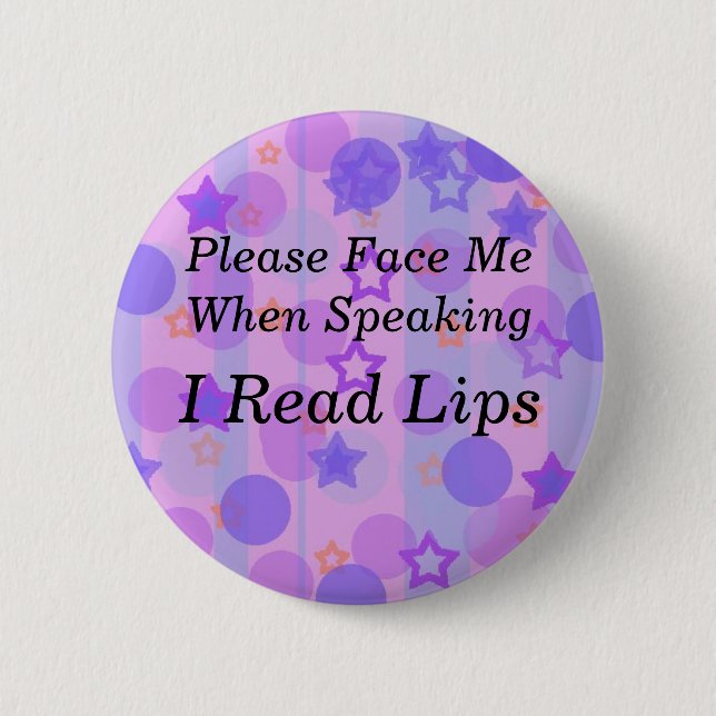 Purple Polka Dot I Read Lips Button (Front)