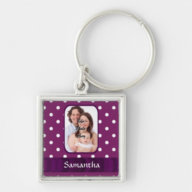 Purple polka dot key ring (Front)