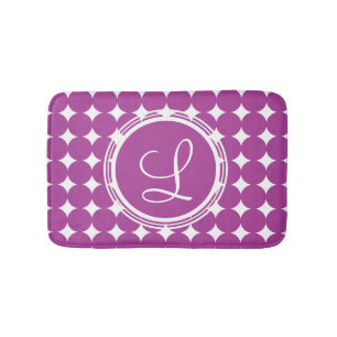 Purple Polka Dot Monogram Bath Mat