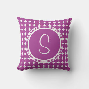 Purple Polka Dot Monogram Cushion
