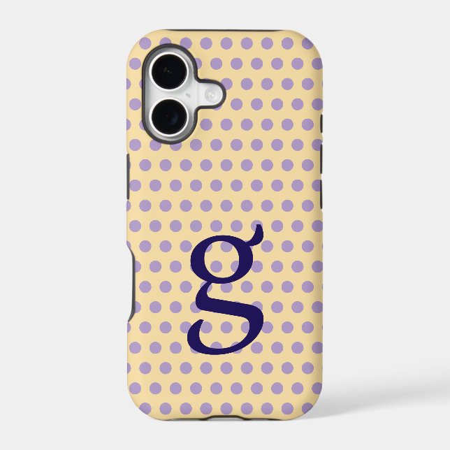Purple Polka Dot Monogram iPhone Case (Back)