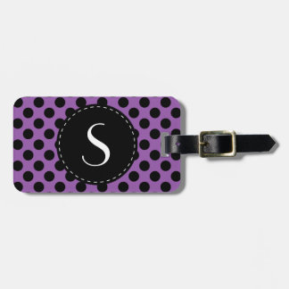 Purple Polka Dot Monogram Personalised Luggage Tag
