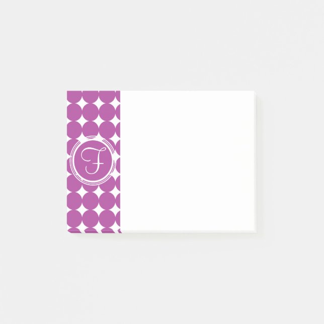 Purple Polka Dot Monogram Post-it Notes (Front)