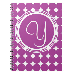 Purple Polka Dot Monogram Spiral Notebook