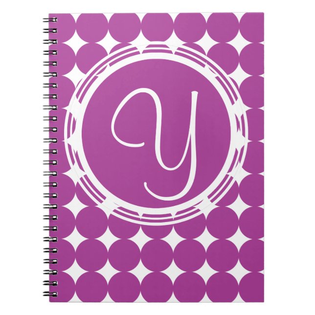 Purple Polka Dot Monogram Spiral Notebook (Front)