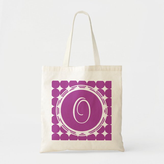 Purple Polka Dot Monogram Tote Bag (Front)