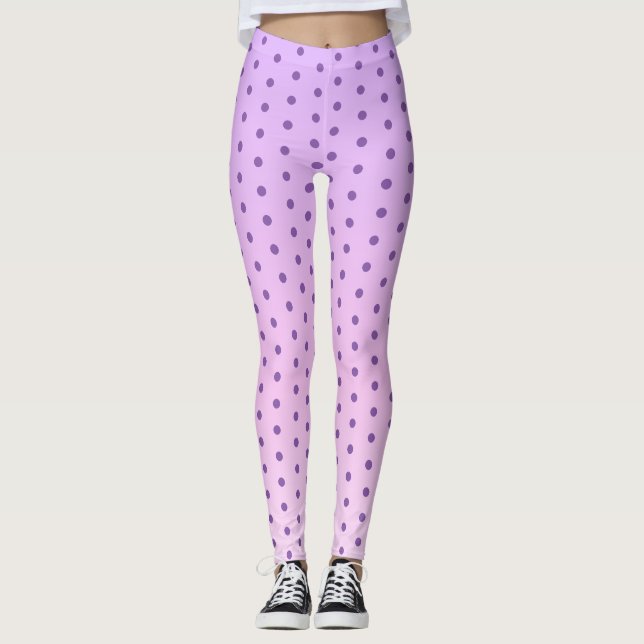 Purple Polka Dot On Girly Pink And Lilac Leggings (Front)
