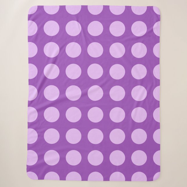 Purple Polka Dot Pattern Sherpa Blanket (Front)