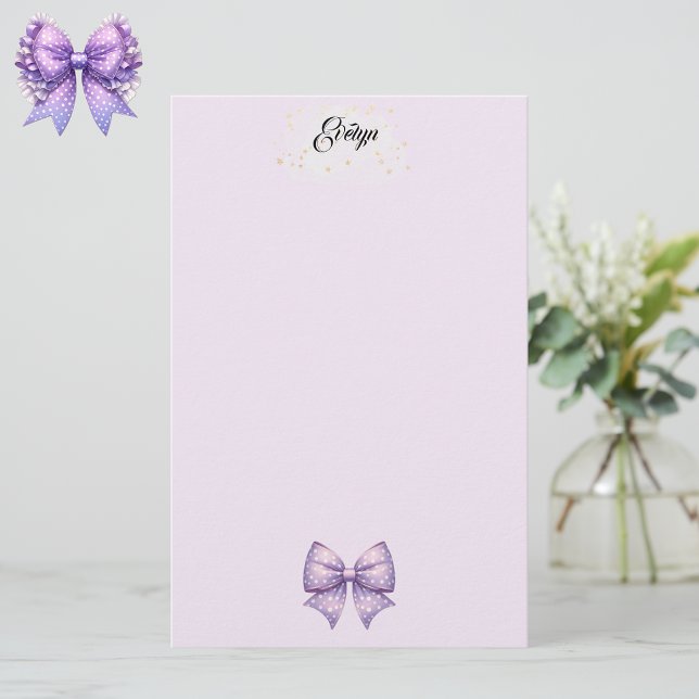 Purple Polka Dot  Ribbon Stationery (Creator Uploaded)
