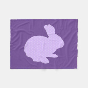 Purple Polka Dot Silhouette Bunny Fleece Blanket