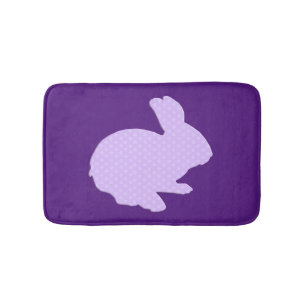 Purple Polka Dot Silhouette Bunny Rabbit Bath Mat