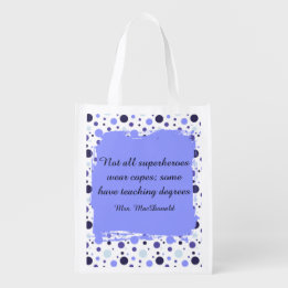 Purple Polka dot teacher appreciation gift Reusable Grocery Bag