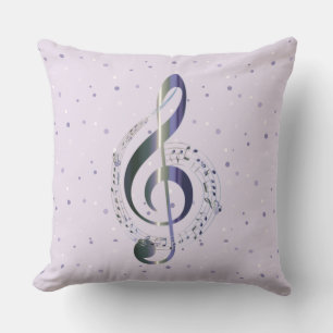 Purple Polka Dot Treble Clef Music Cushion