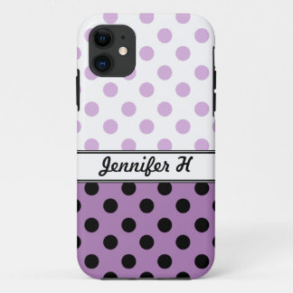 Purple Polka Dots and Black iPhone 5 Case