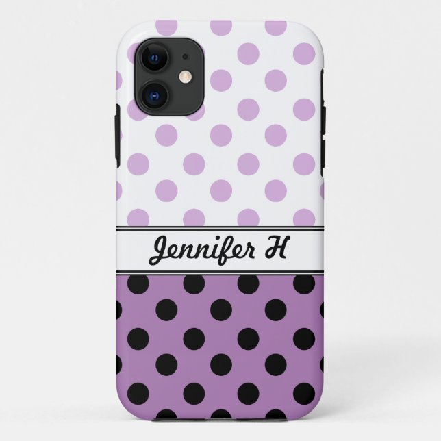 Purple Polka Dots and Black iPhone 5 Case (Back)