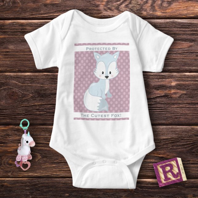 Purple Polka-Dots Baby Arctic Fox Personalised Bodysuit (Creator Uploaded)