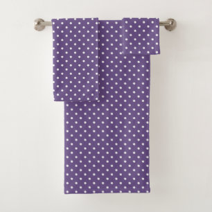 Purple Polka Dots Bath Towel Set