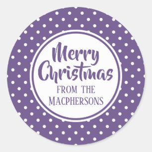 Purple Polka Dots Christmas Stickers