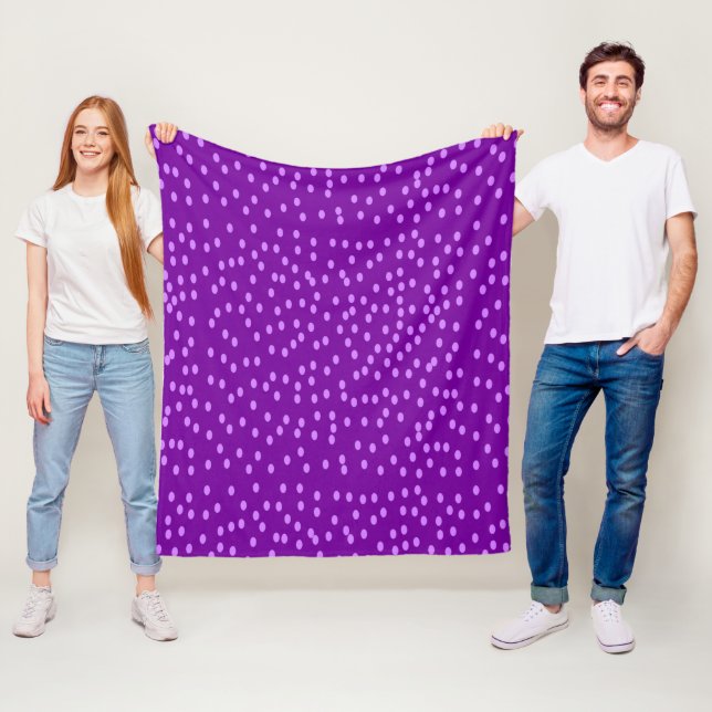 Purple Polka Dots Fleece Blanket (In Situ)