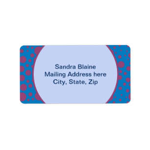 Purple Polka Dots On Blue Moon Fun Girly Address Label