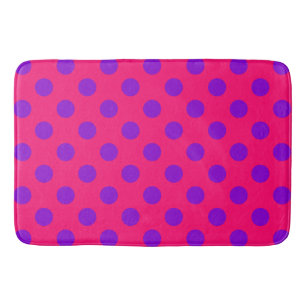Purple polka dots on cerise bath mat