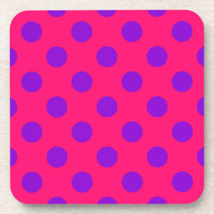 Purple polka dots on cerise coaster