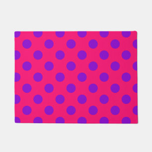 Purple polka dots on cerise doormat