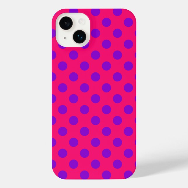 Purple polka dots on cerise  iPhone case (Back)