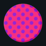 Purple polka dots on cerise magnet<br><div class="desc">Purple polka dots on cerise</div>
