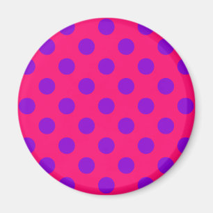 Purple polka dots on cerise magnet